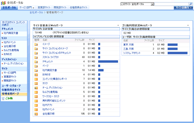 Webパーツでリアルタイムの容量確認