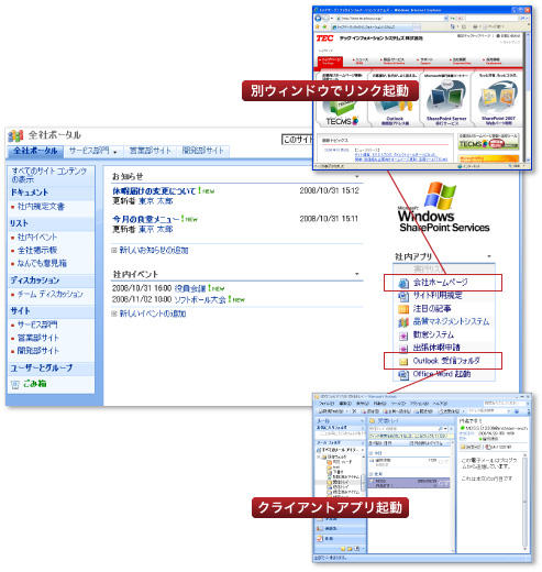 「アプリケーションランチャ」の画面